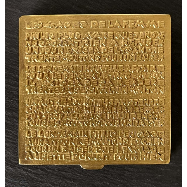 Line Vautrin Gilded Bronze Box with Poem by French Art Jeweler Line Vautrin For Sale - Image 4 of 10