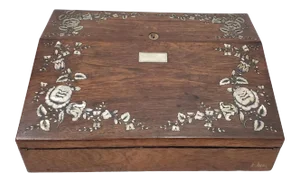 19th Century Rosewood and Mother of Pearl Inlay Travel Desk