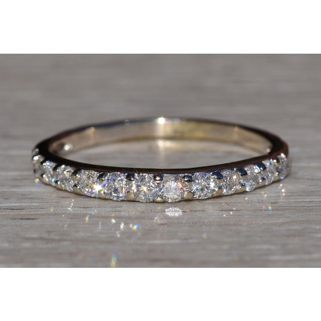 Contemporary Shared Prong White Gold Natural Diamond Stackable Band For Sale - Image 3 of 10