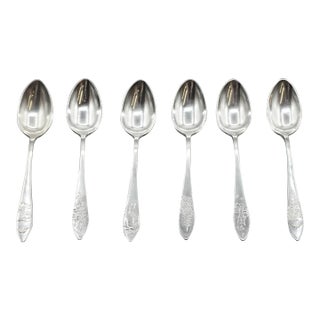 Mid-20th Century Japanese Set of Six Sterling Silver Demitasse Spoons For Sale