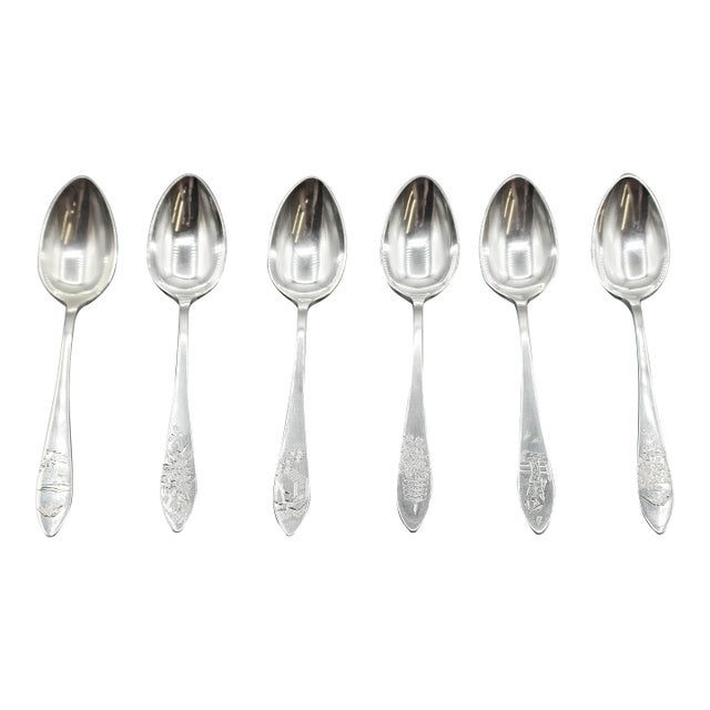 Mid-20th Century Japanese Set of Six Sterling Silver Demitasse Spoons For Sale