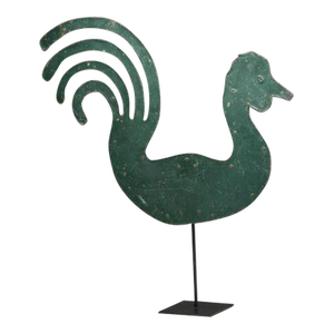 Antique 19th Century Cut Metal Rooster Weathervane on Stand