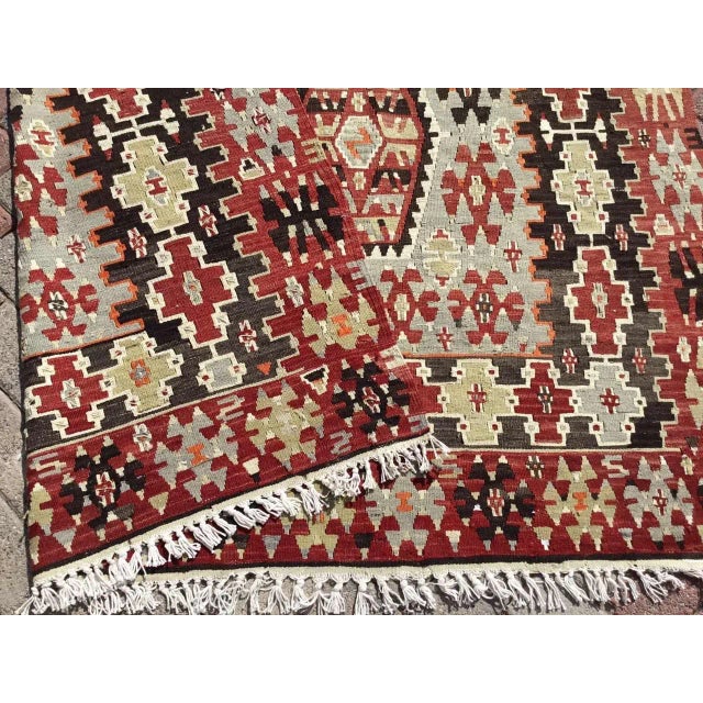 Oversized Vintage Turkish Kilim Rug - 70" X 142" For Sale - Image 10 of 11