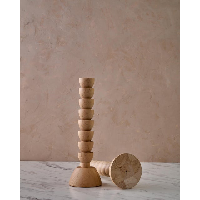"Albert" Hand Turned Maple Candle Holders by Lostine, Set of 2 For Sale - Image 9 of 10