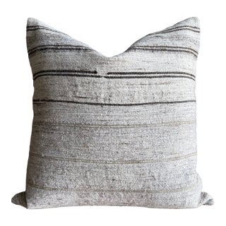 Vintage Rug Pillow Cover With Stripes For Sale