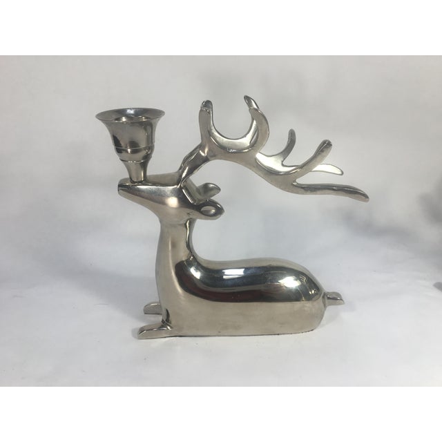 Pottery Barn Style High Polished Seated Reindeer Candle Holders