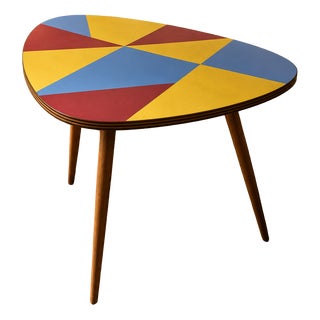 Czechoslovak Brussels Style Oak and Colored Umakart Table, 1950s For Sale