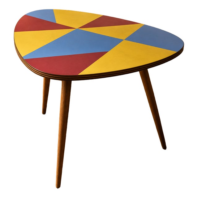 Czechoslovak Brussels Style Oak and Colored Umakart Table, 1950s For Sale
