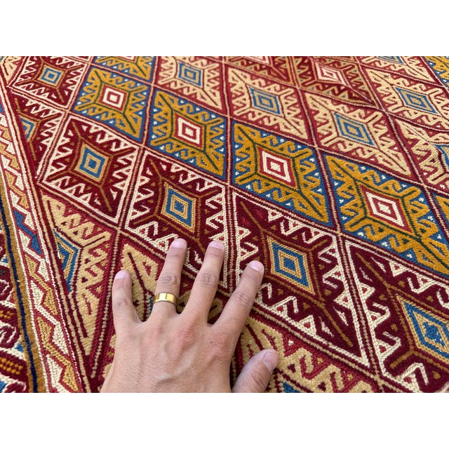 Gold High Quality Gold Mushwani Hand-Woven Kilim Rug - 6'2" X 4'9" For Sale - Image 8 of 12