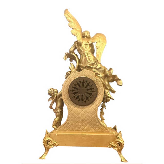 Mid 19th Century Antique Neoclassical Style Figural Mantel Clock For Sale - Image 5 of 6