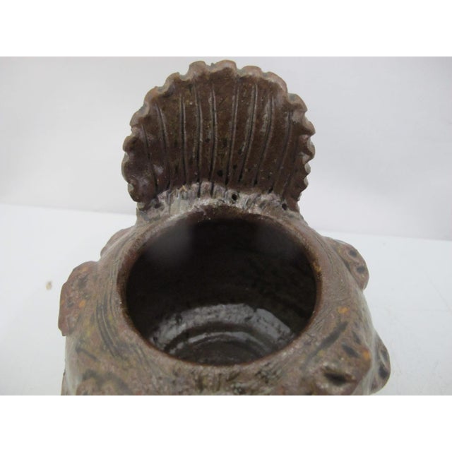 Ceramic Grace Nell Hewell Southern Folk Art Studio Pottery Rooster Bowl Planter For Sale - Image 7 of 10