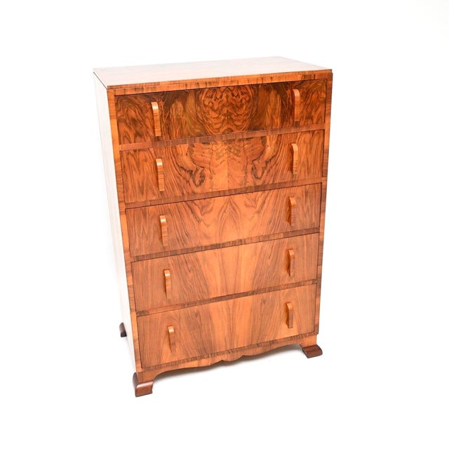 Art Deco Figured Walnut Chest of Drawers, 1930s For Sale - Image 11 of 11