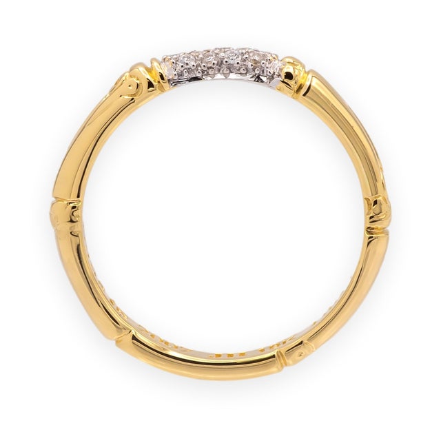 John Hardy Bamboo Collection 18k Yellow Gold Pavé Diamond Band Ring Size 7 For Sale In New York - Image 6 of 8