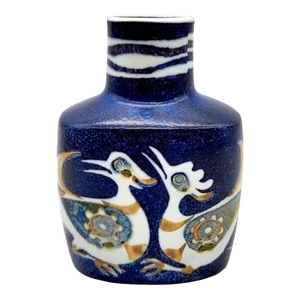 1960s Royal Copenhagen Aluminia Birds Faience Vase by Nils Thorsson