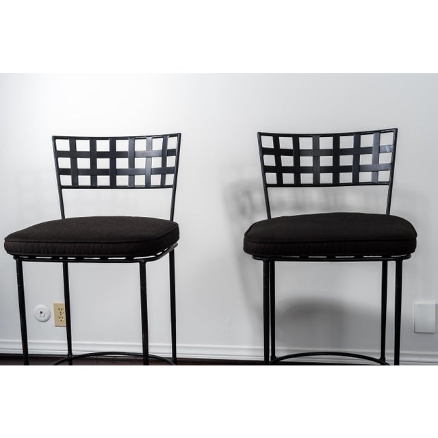 2000 - 2009 Janus Et Cie Amalfi Collection Powder Coated Steel Finish Corsican Black Barstools - a Pair For Sale - Image 5 of 8