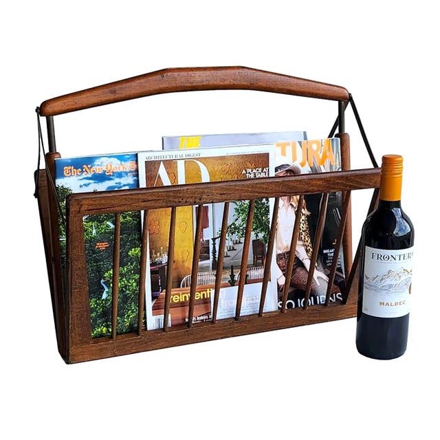 Wood 1950s Italian Walnut Wood Magazine Rack by Cesare Lacca For Sale - Image 7 of 10