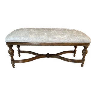 2007 Jeffco Furniture French Style Crocodile Velvet Upholstered Bench For Sale