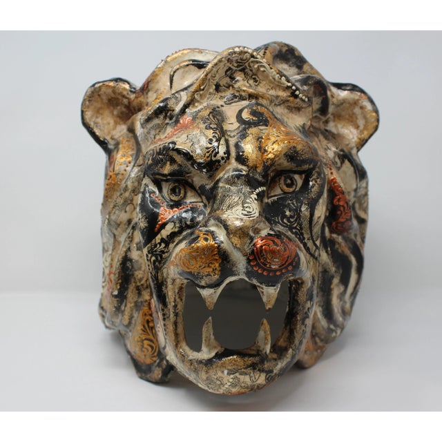2010s Papier Mache Lion's Head Sculpture For Sale - Image 5 of 7