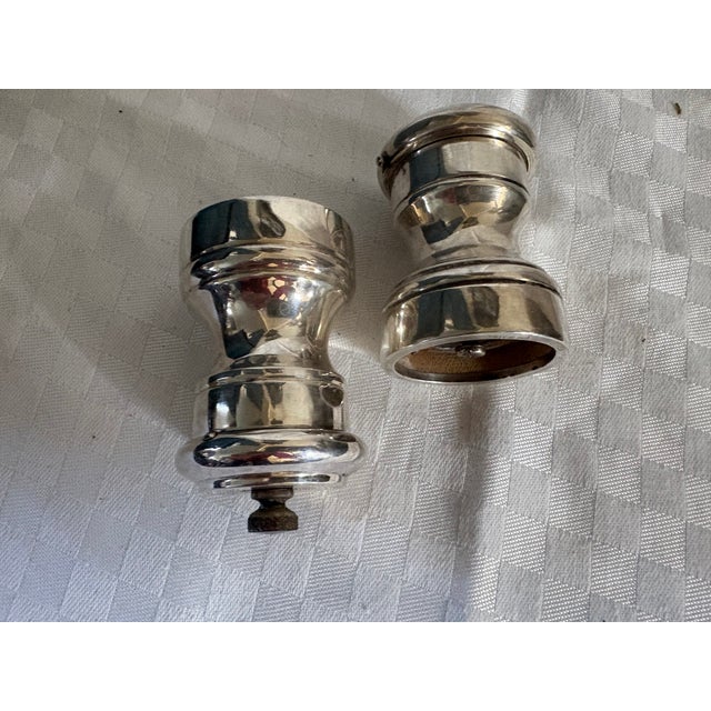 1920s Two Petite Sterling Silver Grinders; For Salt and Pepper For Sale In Lexington, KY - Image 6 of 11