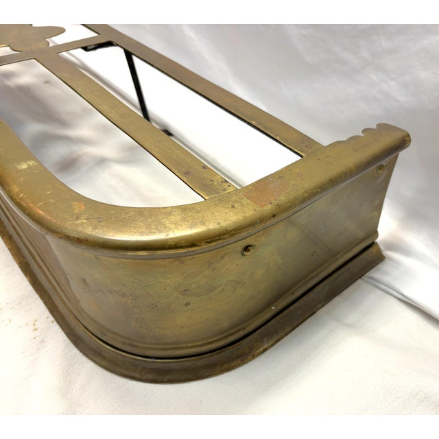 Brass Large Antique Brass Fireplace Fender/ Surround/ Shelf For Sale - Image 8 of 13