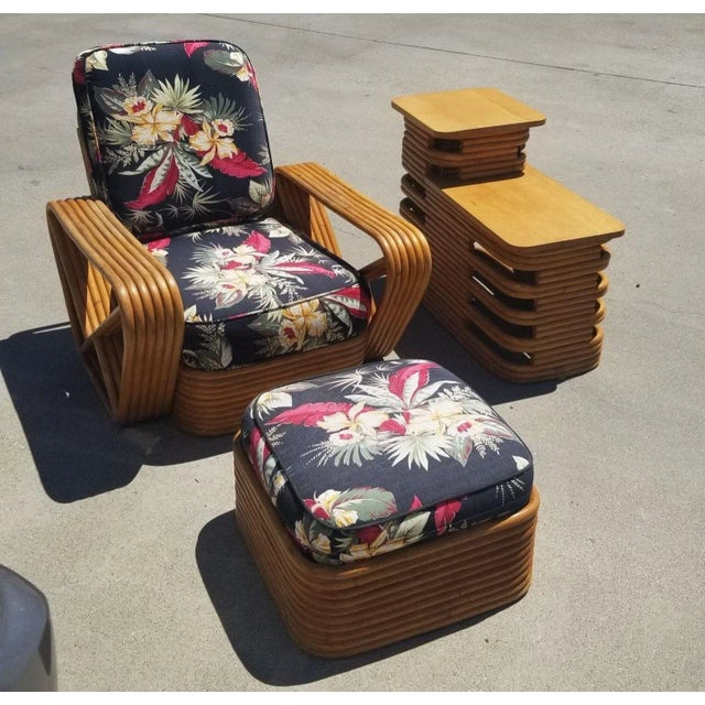 Restored Rattan 6 Strand Square Pretzel Armchair Lounge Livingroom Set ...