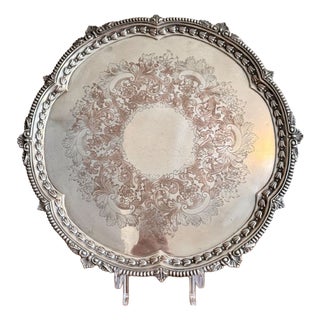Large Antique Victorian Silver Plated Tray, 1880 For Sale