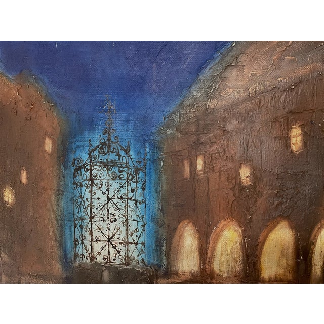 Blue 1960s Ivo Soukup Architectural Expressionist Signed Oil on Board For Sale - Image 8 of 13