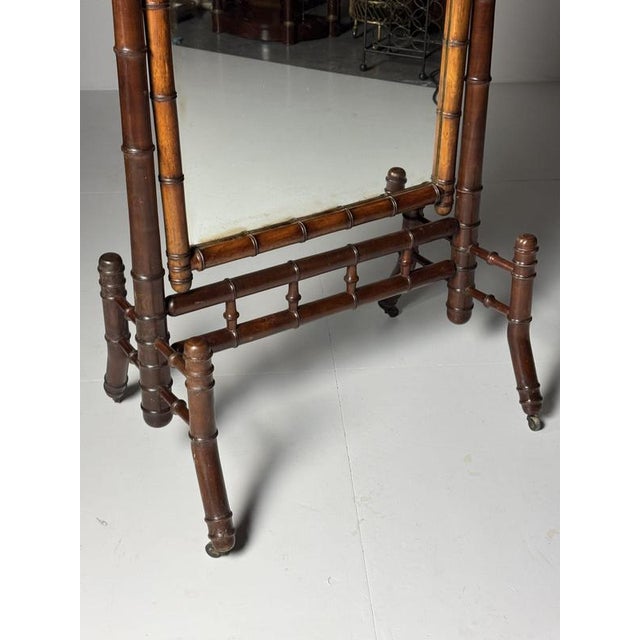 Faux Bamboo Cheval Mirror, 1900s For Sale - Image 15 of 18