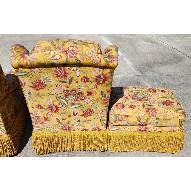 Taylor King Wingback Lounge Chairs & Ottomans Pair For Sale - Image 17 of 18