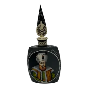 1960s Hand Painted Emperor Otho Carved Bottle With Stopper