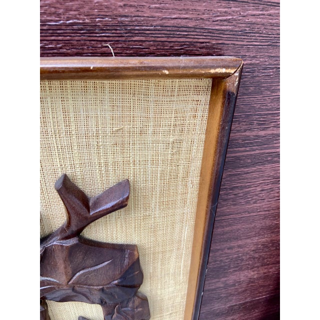 Mid Century Set of 4 Carved Teak Wood Tiki Style Tropical Wall Art For Sale - Image 10 of 12