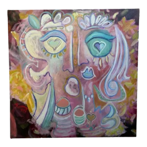 Painting by Jefro, Titled Two Bright Eyed Queens, Signed