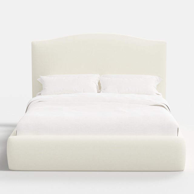 Spritely Home Camille Cream Linen Blend Platform Bed, King For Sale - Image 4 of 7