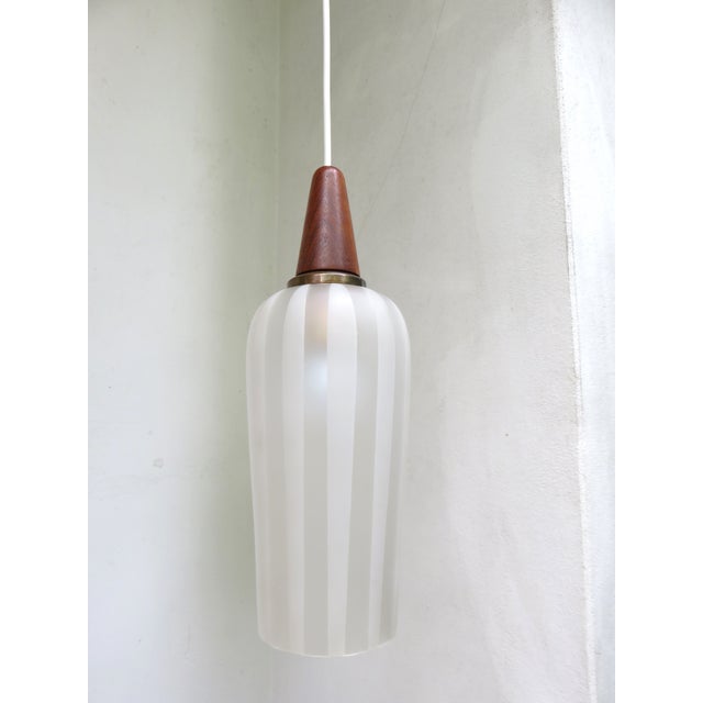 Metal Scandinavian, Teak, Brass and Glass Cascade Lamp, 1960s For Sale - Image 7 of 18