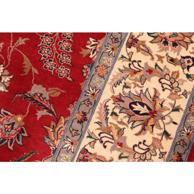 1990s Shabby Chic Medallion 1990's Pak-Persian Red/Ivory Wool Rug - 6'2'' X 9'3'' For Sale - Image 5 of 9