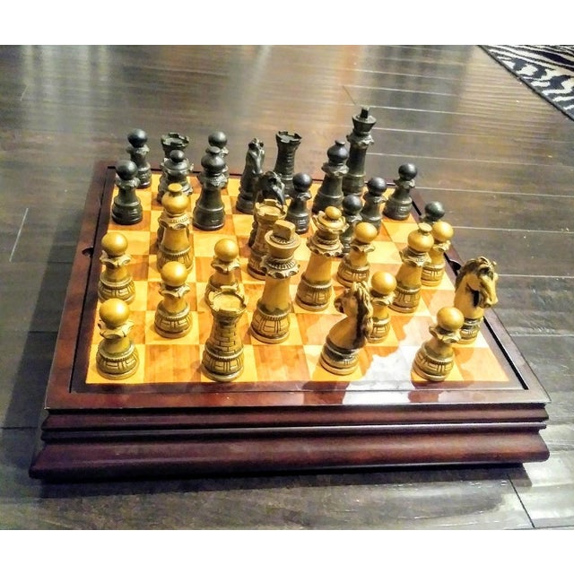 2001 Vintage Bombay Company Solid Wood 3 Games Backgammon, Chess