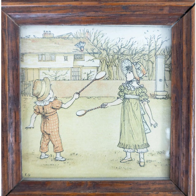 Brown Mid 20th Century Kate Greenaway Prints in Oak Frames - Set of 3 For Sale - Image 8 of 12