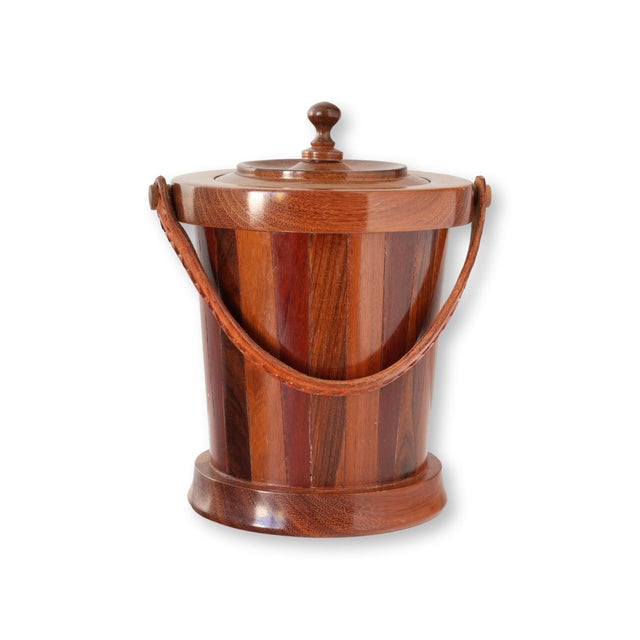 Hand-Made Midcentury Modern Wood Ice Bucket For Sale In Los Angeles - Image 6 of 9