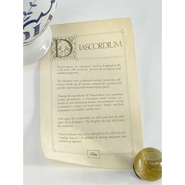 Contemporary Vintage 1989 Lilly Pharmaceutical Blue and White Ceramic "Diascord" Apothecary Jar For Sale - Image 3 of 9