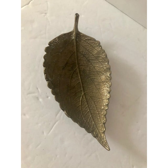 Brass Israel Footed Brass Leaf Dish For Sale - Image 8 of 8