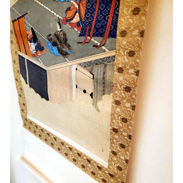 Two Antique Japanese Hanging Scroll Paintings - Pair For Sale - Image 12 of 13