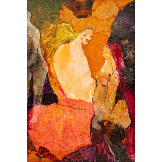 Elfi Schuselka (Austrian, b. 1940), Abstract Figural Composition, Mixed Media on Paper, 1965, male and female figures,...