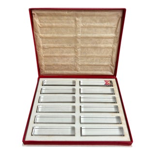 Vintage Mid-Century Modern Baccarat Cut Crystal 12 Knife Rests with Original Box For Sale