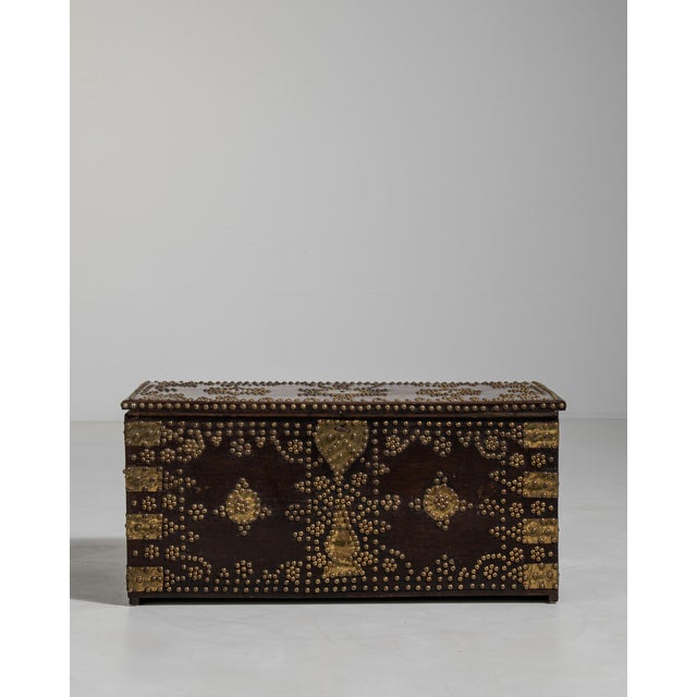 Wood Wood Chest with Brass Accents, Antique, United Kingdom, 19th Century For Sale - Image 7 of 18