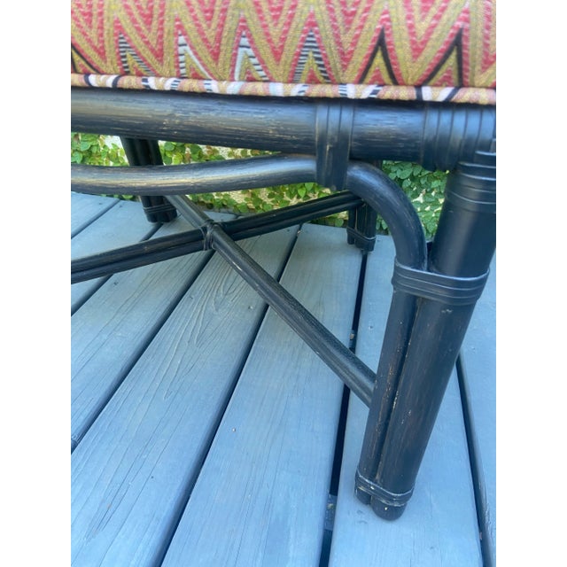 Black Vintage Bamboo and Rattan Chinoiserie Style Armchair For Sale - Image 8 of 9