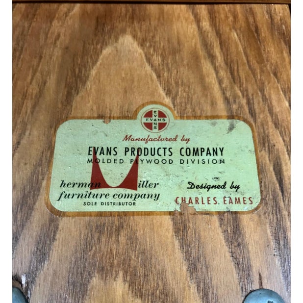 Wood Charles & Ray Eames for Herman Miller Rare Upholstered Molded Plywood Swivel Desk Chair, C. 1950s–1960s For Sale - Image 7 of 7