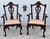Vintage (1990's) Pair of Arm Chairs have a Chippendale Style. The Wood is Mahogany. Carved Mahogany. The Fabric is Stripe...