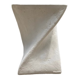 Vintage Late 1970s / 1980s Postmodern Sculptural Twist Form Side Table or Pedestal in Plaster Finish For Sale