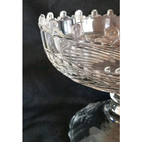 Edwardian Irish Cut Glass Fruit Bowl with Castle Rim For Sale - Image 8 of 14