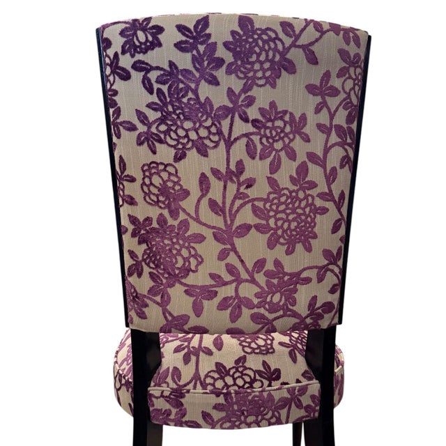 1960s Vintage Set of Six Italian Mid-Century Dining Chairs With Floral Pattern Upholstery For Sale - Image 5 of 9